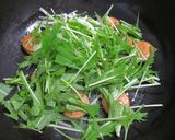 ポン酢で水菜と魚肉ソーセージの卵とじ作り方2写真