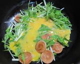 ポン酢で水菜と魚肉ソーセージの卵とじ作り方3写真