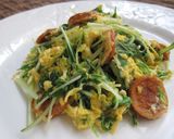 ポン酢で水菜と魚肉ソーセージの卵とじ作り方4写真