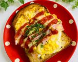 朝食♡ベーコンチーズスクランブルトースト作り方2写真