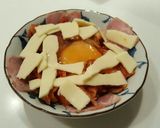 簡単おつまみ、キムチーズ卵ベーコン。作り方4写真