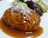 柚子香る甘味噌ソースの鶏ハンバーグ作り方8写真