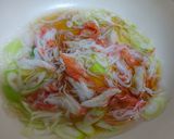 ノンオイル♪水菜とカニカマで和風パスタ作り方3写真