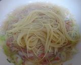 ノンオイル♪水菜とカニカマで和風パスタ作り方4写真