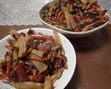 3種天然キノコ、3種根菜のソース炒め作り方15写真