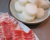 大根と薄切りバラ肉の炊合せ作り方1写真