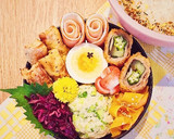 弁当に★簡単ハムと餃子の皮で薔薇の花作り方4写真