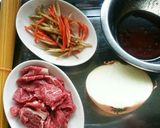＊焼肉のタレで牛肉の甘辛パスタ＊作り方1写真