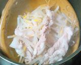 豚肉ともやしの斜め皿蒸し作り方4写真
