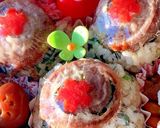肉のせおにぎり 桜デコ弁当作り方1写真