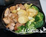 【グリルパン】チキン×野菜のガリバタ醤油作り方5写真