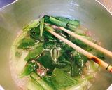 小松菜と豚ひき肉のスープ作り方3写真