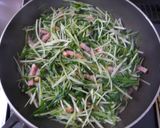 水菜とベーコンの中華卵とじ作り方4写真