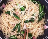 簡単！春♡菜の花とベーコンの彩りパスタ♡作り方3写真