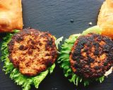 牛蒡ハンバーグでアボカドエッグバーガー作り方7写真