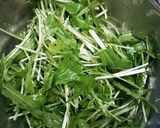 水菜シャキッと鶏のささみの梅肉和えサラダ作り方5写真