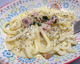 お鍋一つで完成☆釜玉カルボナーラうどん♪作り方5写真