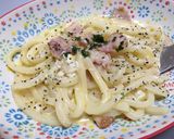 お鍋一つで完成☆釜玉カルボナーラうどん♪作り方5写真
