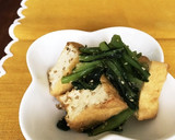 小松菜と厚揚げの炒め物。節約、お弁当に作り方5写真