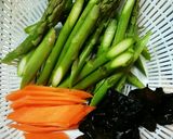 アスパラと豚バラの玉子炒め作り方1写真