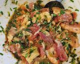 簡単夕食肉料理☆豚バラのニラだれ辛み焼き作り方6写真