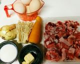 豚肉と玉ねぎの“夕飯”スクランブルエッグ作り方1写真