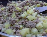 ゴボウとジャガイモと挽肉の味噌炒めごはん作り方4写真