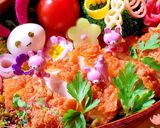 イースターうさぎフライドチキン玄米弁当作り方1写真