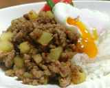 ゴボウとジャガイモと挽肉の味噌炒めごはん作り方7写真