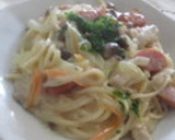 簡単　茸クリームパスタ　豆乳使用作り方3写真