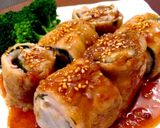 里芋の豚肉巻き〜紫蘇クリームソース作り方7写真