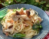簡単　茸クリームパスタ　豆乳使用作り方4写真