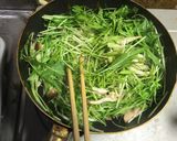 しめじと水菜の厚切りベーコンカルボナーラ作り方5写真
