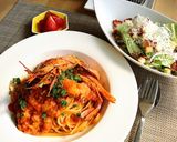 本格♪濃厚♡海老のトマトクリームパスタ作り方12写真