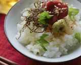 梅わさ塩昆布飯（茶漬け）にオリーブオイル作り方5写真