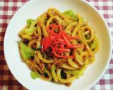 蒸し鶏の焼きうどん作り方6写真