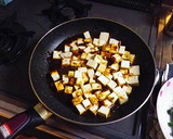 豆腐とほうれん草の肉みそいため作り方4写真