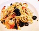海老と黒オリーブとケイパーの生パスタ作り方5写真