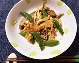春色！スナップエンドウと豚肉の炒め物作り方10写真