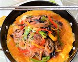 韓の食菜*チャプチェ・ゆる卵焼きにのせて作り方5写真