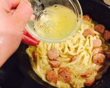 コンビニ食材で。卵白も使うカルボうどん♬作り方3写真