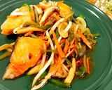 醤油ぽん酢で超簡単☆鮭の野菜あんかけ。作り方7写真