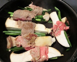 旬のニラと、エリンギの牛肉まき作り方4写真