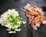 簡単！カルボナーラ風タルタルナポリタン作り方1写真
