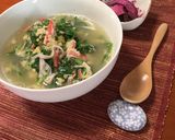 菊菜とカニカマの卵とじスープ作り方4写真