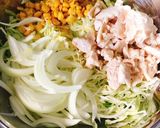 粉なしお好み焼きツナコーンオーロラソース作り方2写真