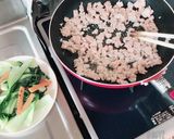 豚ひき肉とチンゲン菜の中華あんかけ作り方1写真