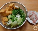簡単♪青梗菜と厚揚げのカニカマあんかけ作り方1写真