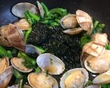 生海苔風味 浅利と菜の花で和のパスタ作り方5写真