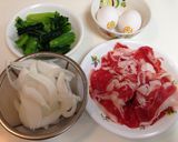 牛肉と青菜の卵とじ作り方1写真